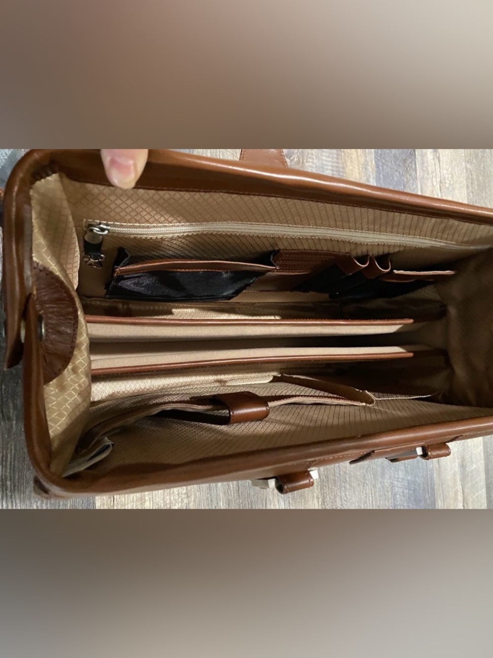 Vintage Brown Leather Briefcase Attache Case Klein Combination Lock Laptop Bag - Picture 6 of 8